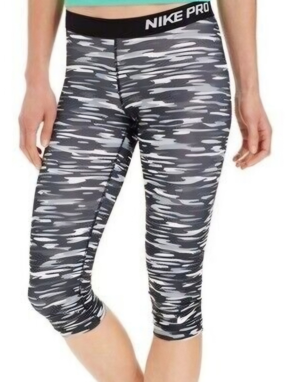 Nike Pro Black & White Printed Capri Leggings Medium